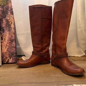 Frye Melissa tall brown leather riding boots size 8.5